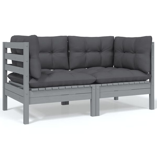 vidaXL 9-tlg. Garten-Lounge-Set mit Anthrazit Kissen Kiefernholz