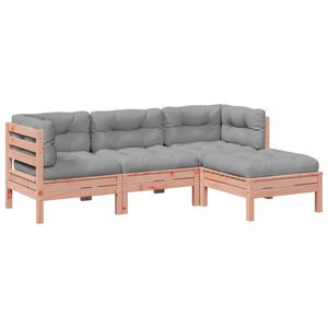 vidaXL 4-tlg. Garten-Sofagarnitur mit Kissen Massivholz Douglasie