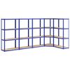 vidaXL Regale mit 4 B&ouml;den 5 Stk. Blau Stahl & Holzwerkstoff