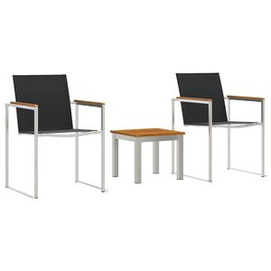 vidaXL Garten Essgruppe 3 pcs Braun und Schwarz Massivholz Akazie