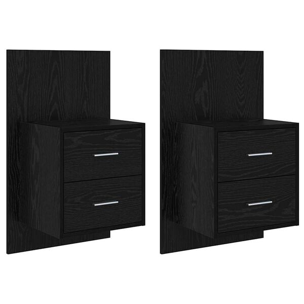 vidaXL Wandmontiertes Nachttischchen 2 pcs Schwarz Eichen-Optik