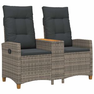 vidaXL Liegebank mit Tisch 2 -Seater 126 x 65 x 112 cm Poly-Rattan