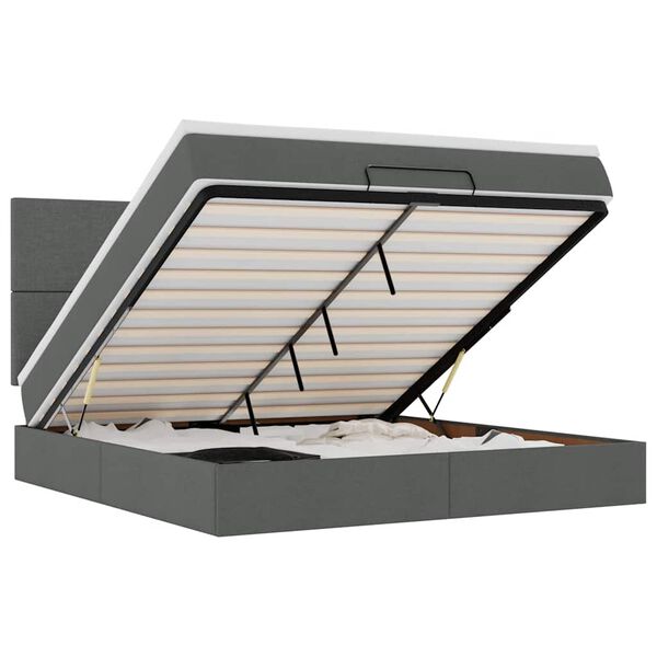 vidaXL Ottoman-Bett mit Matratze & LEDs Dunkelgrau 160x200 cm Stoff