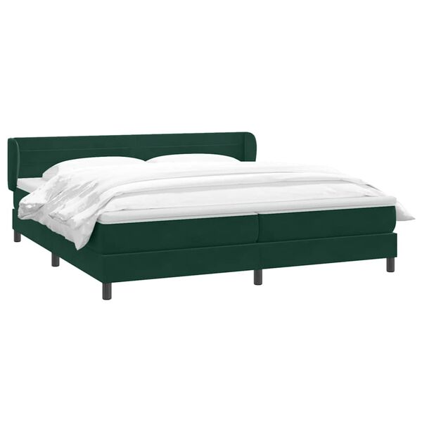 vidaXL Boxspringbett mit Matratzen Dunkelgr&uuml;n 180x210 cm Samt