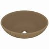 vidaXL Luxuri&ouml;ses Ovales Waschbecken Matt Creme 40x33 cm Keramik