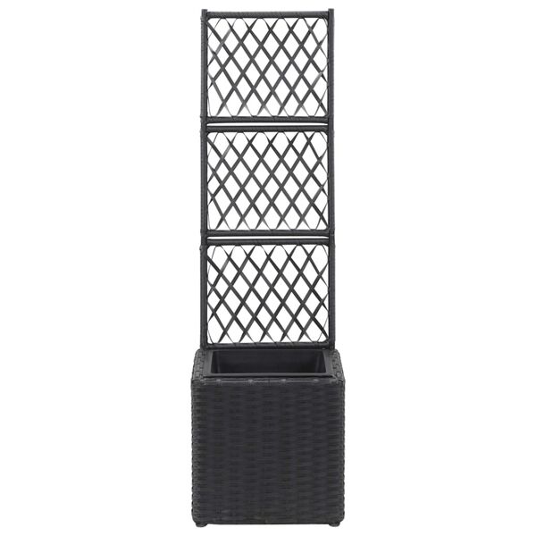 vidaXL Hochbeet mit Rankgitter 1 Topf 30x30x107cm Poly Rattan Schwarz