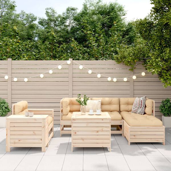 vidaXL 7-tlg. Garten-Sofagarnitur Massivholz Kiefer