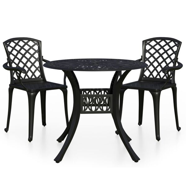 vidaXL 3-tlg. Bistro-Set Aluminiumguss Schwarz