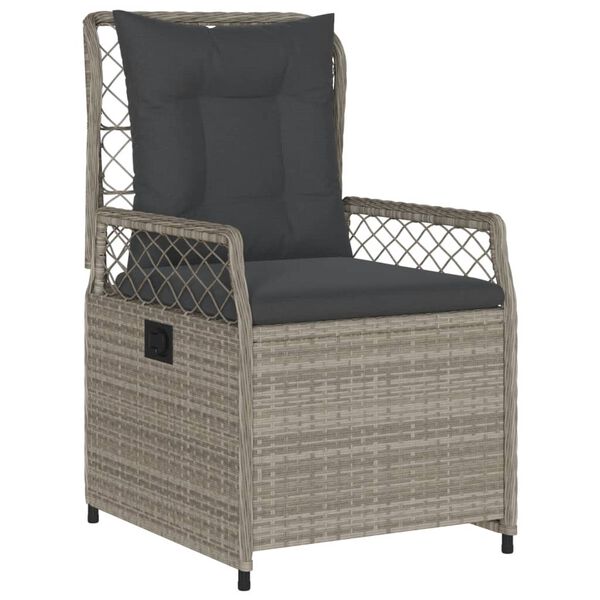 vidaXL 5-tlg. Garten-Essgruppe mit Kissen Hellgrau Poly Rattan