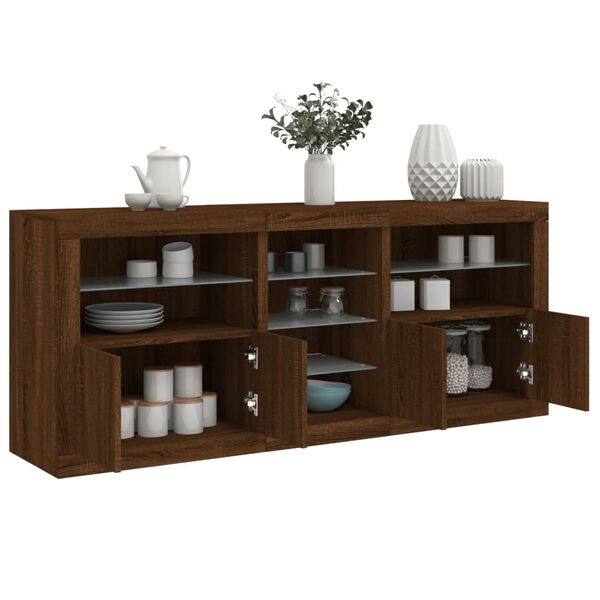 vidaXL Sideboard mit LED-Leuchten Braun Eichen-Optik 181,5x37x67 cm