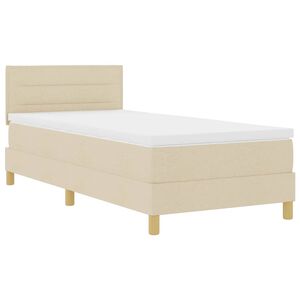 vidaXL LED Boxspringbett mit Matratze mit LED Creme 80 x 200 cm Stoff