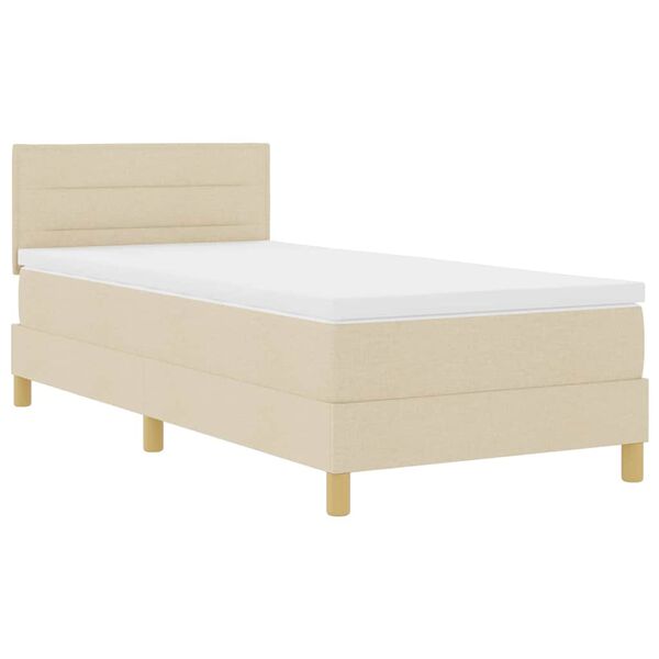 vidaXL LED Boxspringbett mit Matratze mit LED Creme 80 x 200 cm Stoff