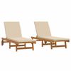 vidaXL Sonnenliege 2 pcs Braun 63 x 199 x 85cm Massivholz Akazie