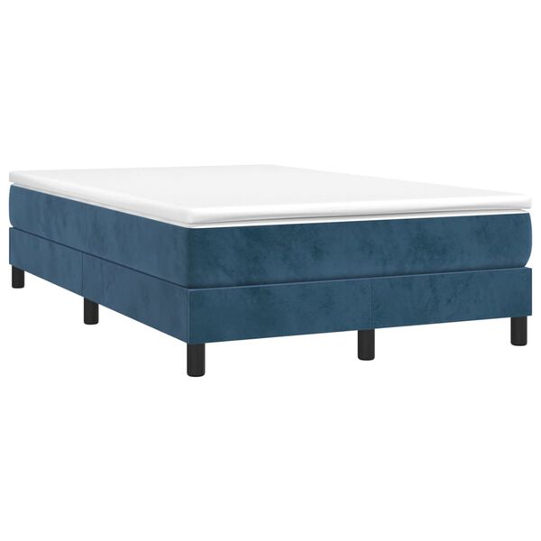 vidaXL Boxspringbett mit Matratze Dunkelblau 120x200 cm Samt