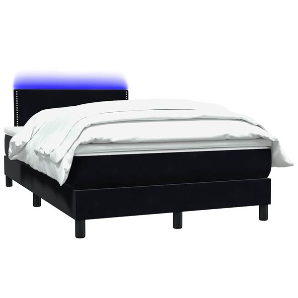 vidaXL Boxspringbett mit Matratze & LED Schwarz 120x210 cm Samt