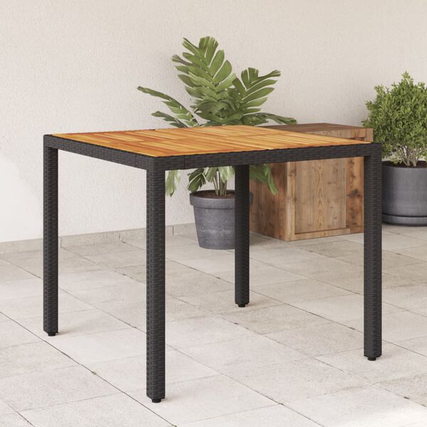 vidaXL Gartentisch Schwarz 90x90x75 cm Poly Rattan