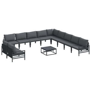 vidaXL Garten-Sofa-Set mit Kissen 12 pcs Anthrazit Stahl