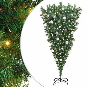 vidaXL Umgekehrter k&uuml;nstlicher bereits beleuchteter Weihnachtsbaum mit Kugel-Set