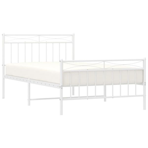 vidaXL Bettgestell mit Kopf- und Fu&szlig;teil Metall Wei&szlig; 107x203 cm