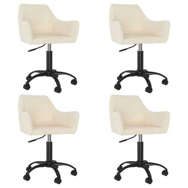 vidaXL Esszimmerst&uuml;hle 4 Stk. Drehbar Creme Samt