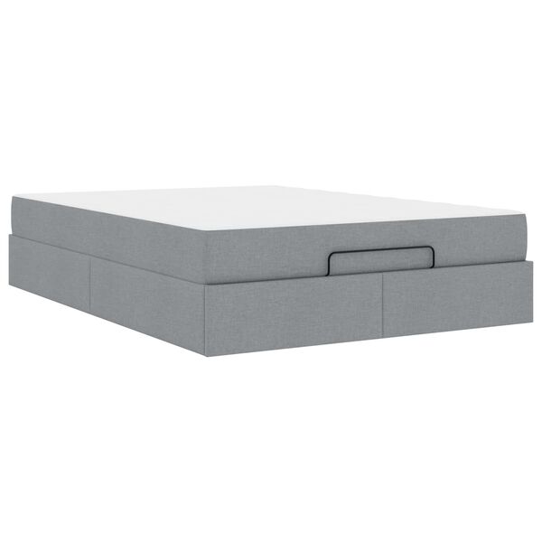 vidaXL Bettgestell mit Matratze mit Matratze 2 pcs Hellgrau Stoff