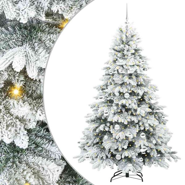 vidaXL K&uuml;nstlicher Weihnachtsbaum mit 300 LEDs Wei&szlig; 180 cm PE und PVC