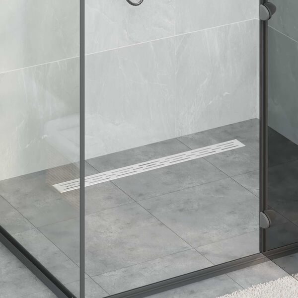 vidaXL Duschabfluss mit Glash&uuml;lle und 360&deg; Siphon Silber 80 cm
