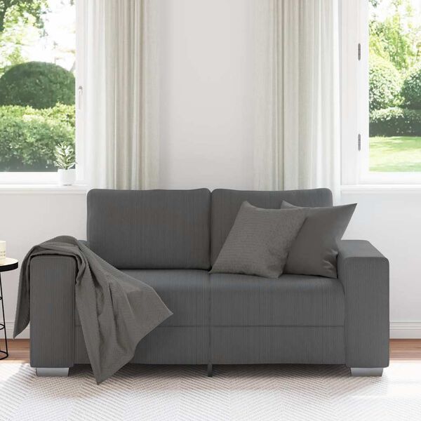 vidaXL Zweisitzer-Sofa Dunkelgrau 160x77x82 cm Cordstoff