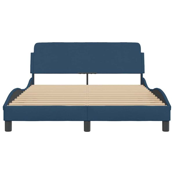 vidaXL Bettgestell mit Kopfteil "Dover" Blau 140x190 cm Stoff