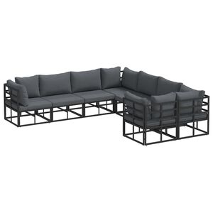 vidaXL Gartensofa-set 8 stk. Schwarz Stahl