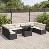 vidaXL Garten-Sofa-Set mit Kissen 11 pcs Schwarz und Creme Poly-Rattan