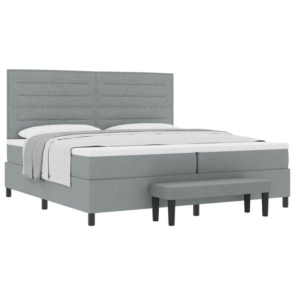 vidaXL Boxspringbett mit Matratze Hellgrau 200 x 200 cm Stoff