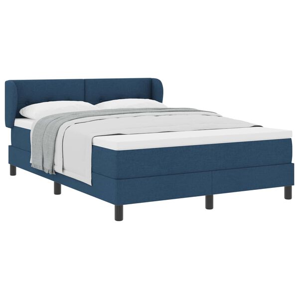 vidaXL Boxspringbett mit Matratze mit Kopfteil Blau 140 x 190 cm Stoff