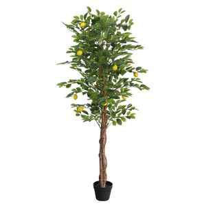 vidaXL Zitronenbaum K&uuml;nstlich mit 3 St&auml;mmen Gr&uuml;n 180 cm PP