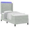 vidaXL LED Boxspringbett mit Matratze Argyle Hellgrau 90 x 190 cm Samt