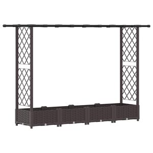 vidaXL Hochbeet mit Rankgitter und Dach Braun 203 x 40 x 121 cm PP