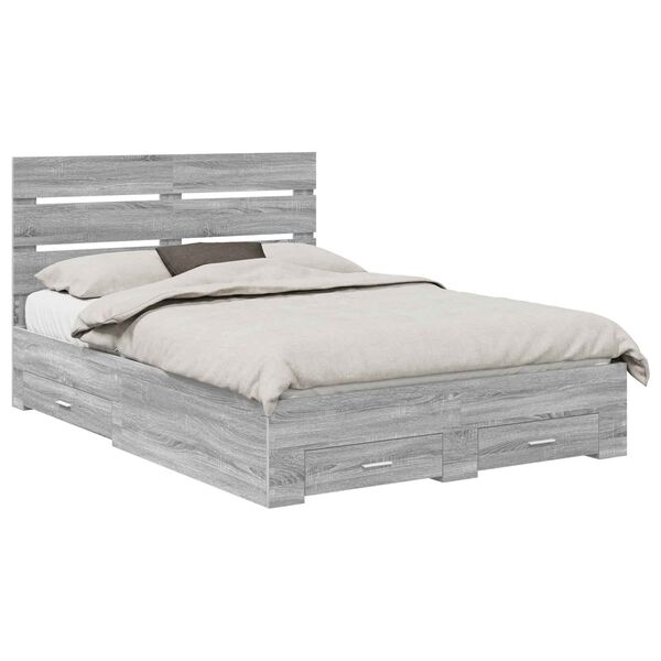 vidaXL Bettrahmen Graues Sonoma 140 x 200 cm Holzwerkstoff