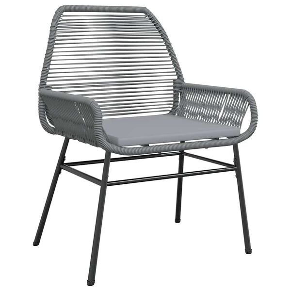 vidaXL 7-tlg. Garten-Essgruppe mit Kissen Grau Poly Rattan Glas