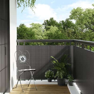 vidaXL Balkon-Sichtschutz Anthrazit 600x80 cm Poly Rattan