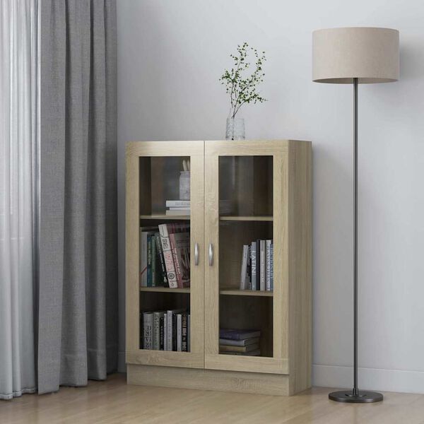 vidaXL Vitrinenschrank Sonoma-Eiche 82,5x30,5x115 cm Holzwerkstoff