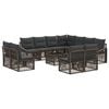 vidaXL Gartensofa-set 12 stk. Grau Poly-Rattan