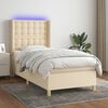 vidaXL Boxspringbett mit Matratze & LED Creme 90x200 cm Stoff