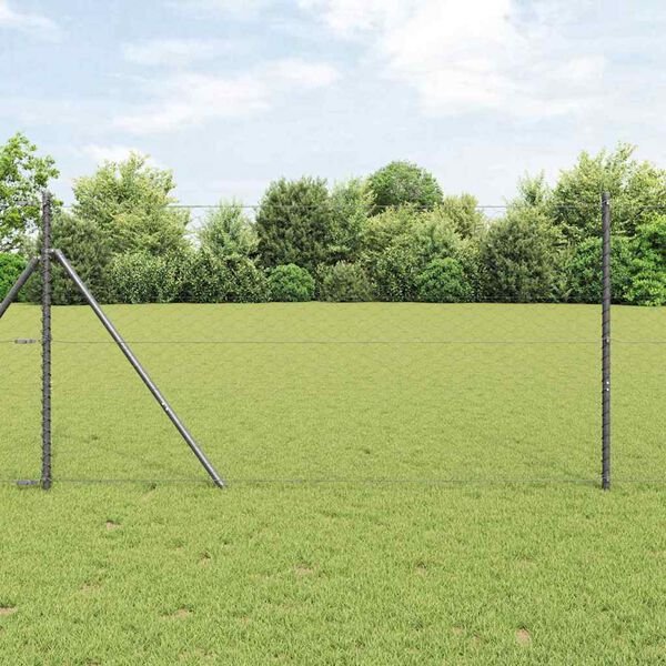 vidaXL Zaunpfosten Grau 25 x 1,2 m (50 mm Maschen) Stahl
