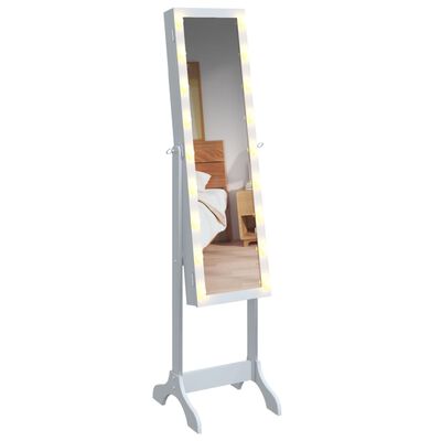 vidaXL Standspiegel mit LED Weiß 34x37x146 cm