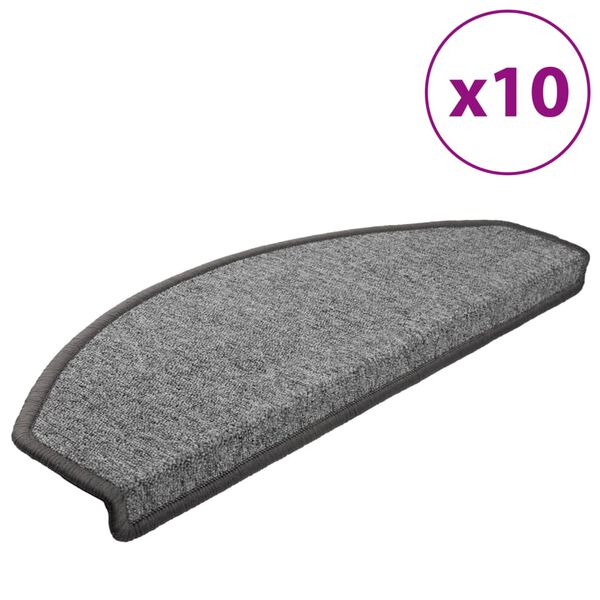 vidaXL Stufenmatten 10 Stk. 65x24x4 cm Dunkelgrau Halbrund Gro&szlig;