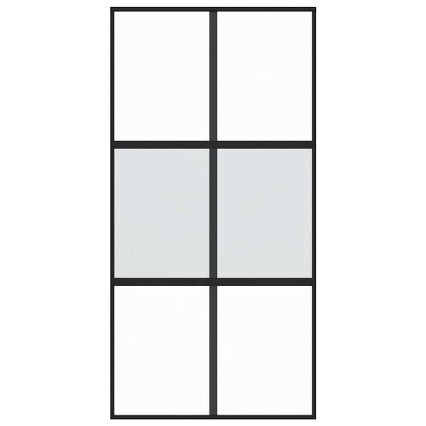 vidaXL Schiebet&uuml;r Schwarz 102,5x205 cm Hartglas und Aluminium