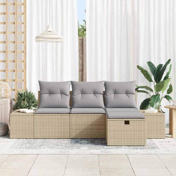 vidaXL Sofa Set mit Kissen 4 pcs Poly-Rattan