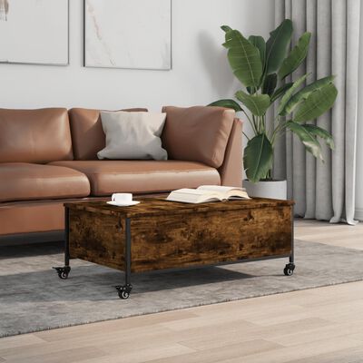 vidaXL Couchtisch mit Rollen Räuchereiche 91x55x34 cm Holzwerkstoff