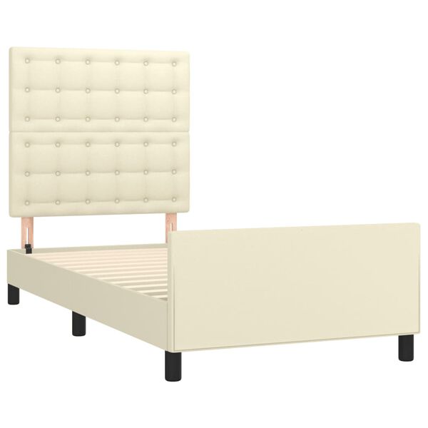 vidaXL Bettgestell mit Kopfteil Creme 90x200 cm Kunstleder