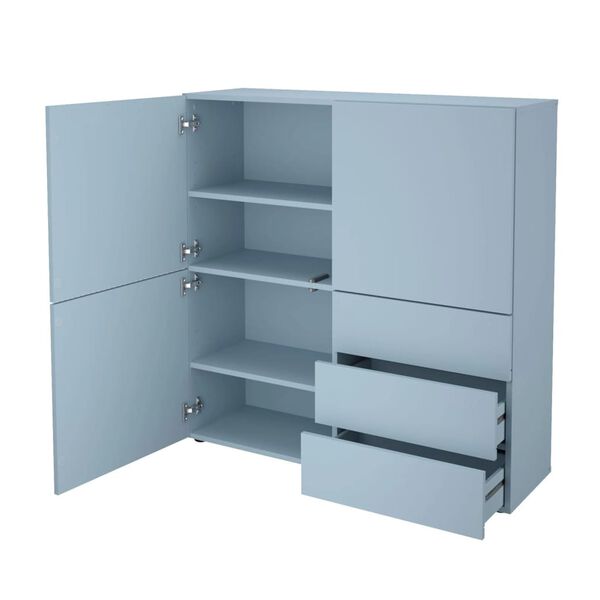 FMD Schrank mit 3 Schubladen und 3 T&uuml;ren 99x31,5x101,2 cm Blau